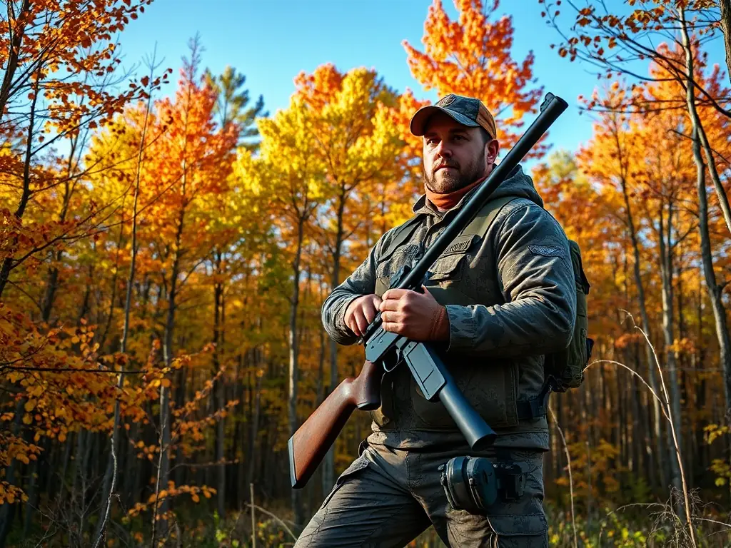 A photograph of a hunter participating in a controlled hunt, emphasizing responsible and sustainable hunting practices.